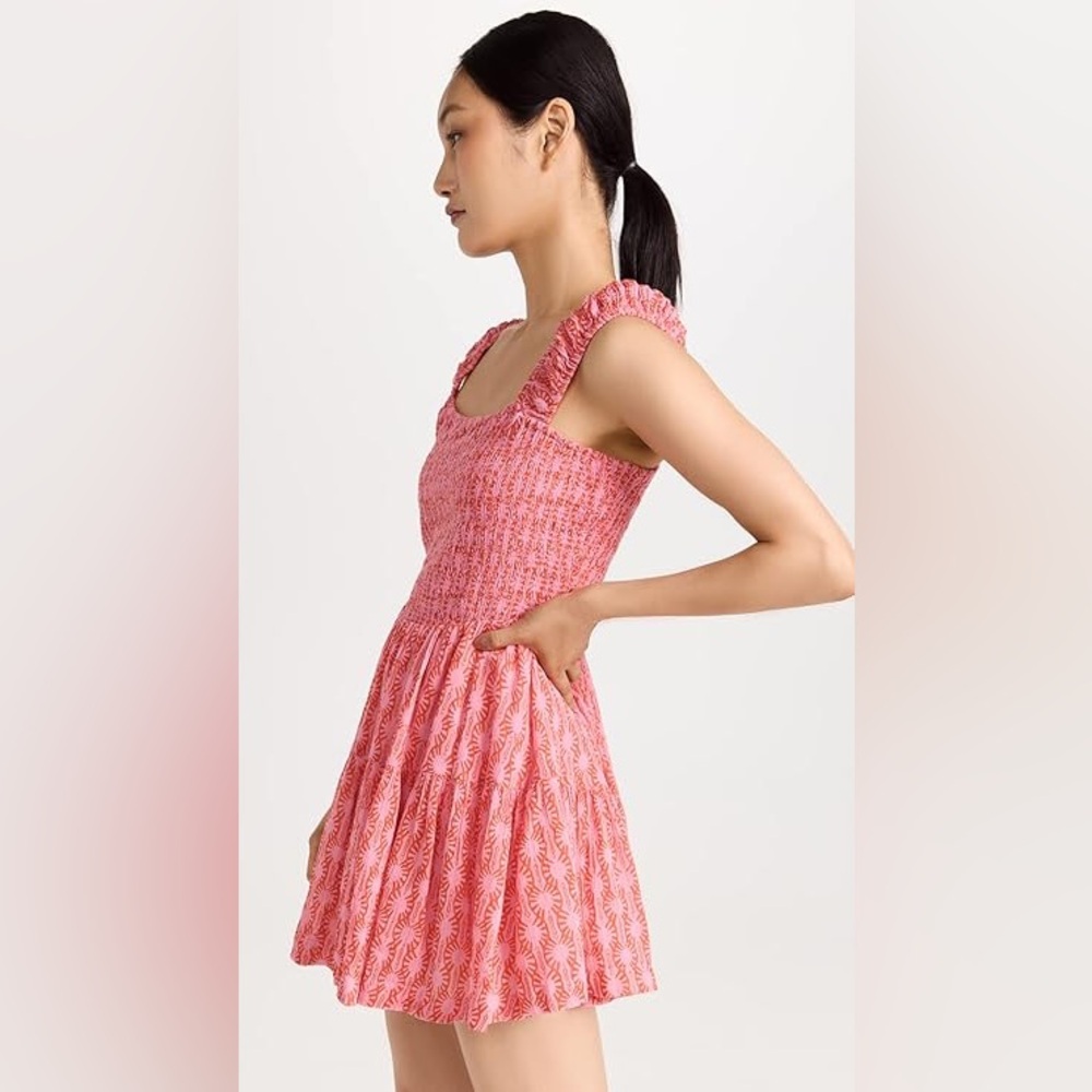Free people pink print mini sleeveless dress